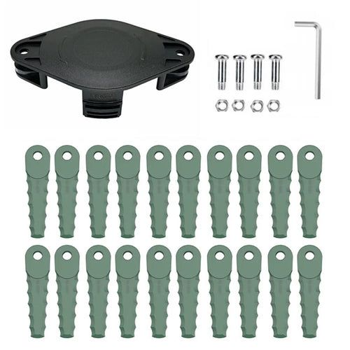 Trimmer Head + 20 Blades for Bosch ART 2300  /  26 SL  /  23 SL  /  23-28 Lawn Mower Part, EVRG-01+RS-0001 Dark Green - 1