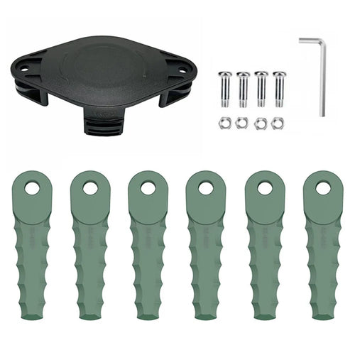 Trimmer Head + 6 Blades for Bosch ART 2300  /  26 SL  /  23 SL  /  23-28 Lawn Mower Part, EVRG-01+RS-0001 Dark Green - 1