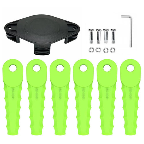 Trimmer Head + 6 Blades for Greenworks 21602  /  21362  /  21242  /  21132  /  21062 Lawn Mower Part, EVRG-01+RS-0001 Green - 1