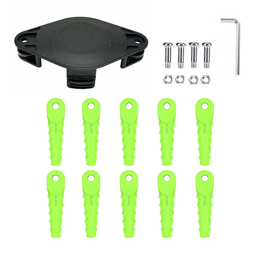 Trimmer Head + 10 Blades for Greenworks 21602  /  21362  /  21242  /  21132  /  21062 Lawn Mower Part, EVRG-01+RS-0001 Green - 1