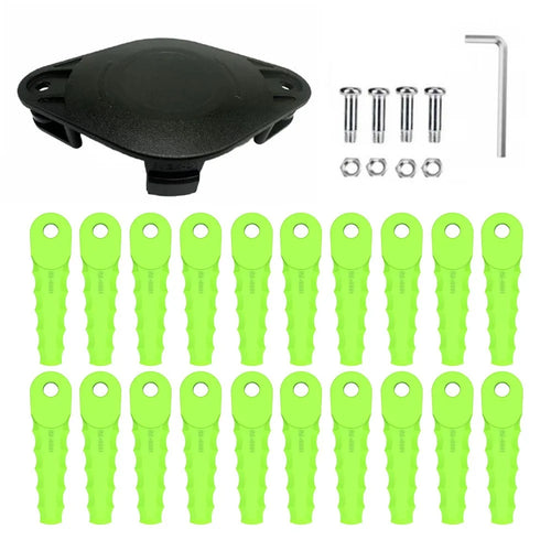 Trimmer Head + 20 Blades for Greenworks 2101602A / 2101602 / STBA40B210 / ST40B410 / BST4000 Lawn Mower Part, EVGK-01+RS-0001 Green - 1