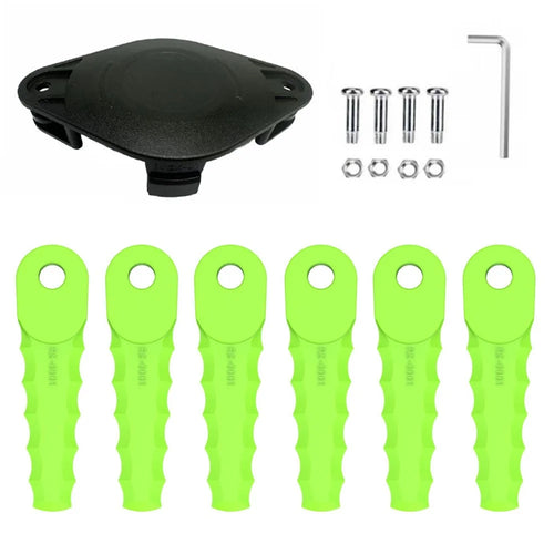 Trimmer Head + 6 Blades for Greenworks 2101602A / 2101602 / STBA40B210 / ST40B410 / BST4000 Lawn Mower Part, EVGK-01+RS-0001 Green - 1