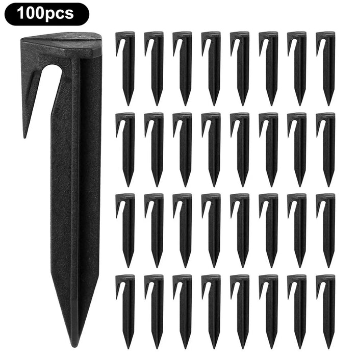 100Pcs 8.5cm Lawn Mower Ground Staples Edging Stakes Plastic Yard Garden Boundary Wire Anchor Pegs - 1