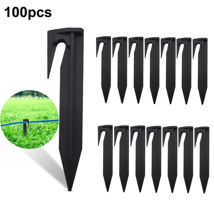 100Pcs 8.5cm Lawn Mower Ground Staples Edging Stakes Plastic Yard Garden Boundary Wire Anchor Pegs - 2