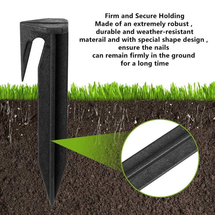 100Pcs 8.5cm Lawn Mower Ground Staples Edging Stakes Plastic Yard Garden Boundary Wire Anchor Pegs - 3