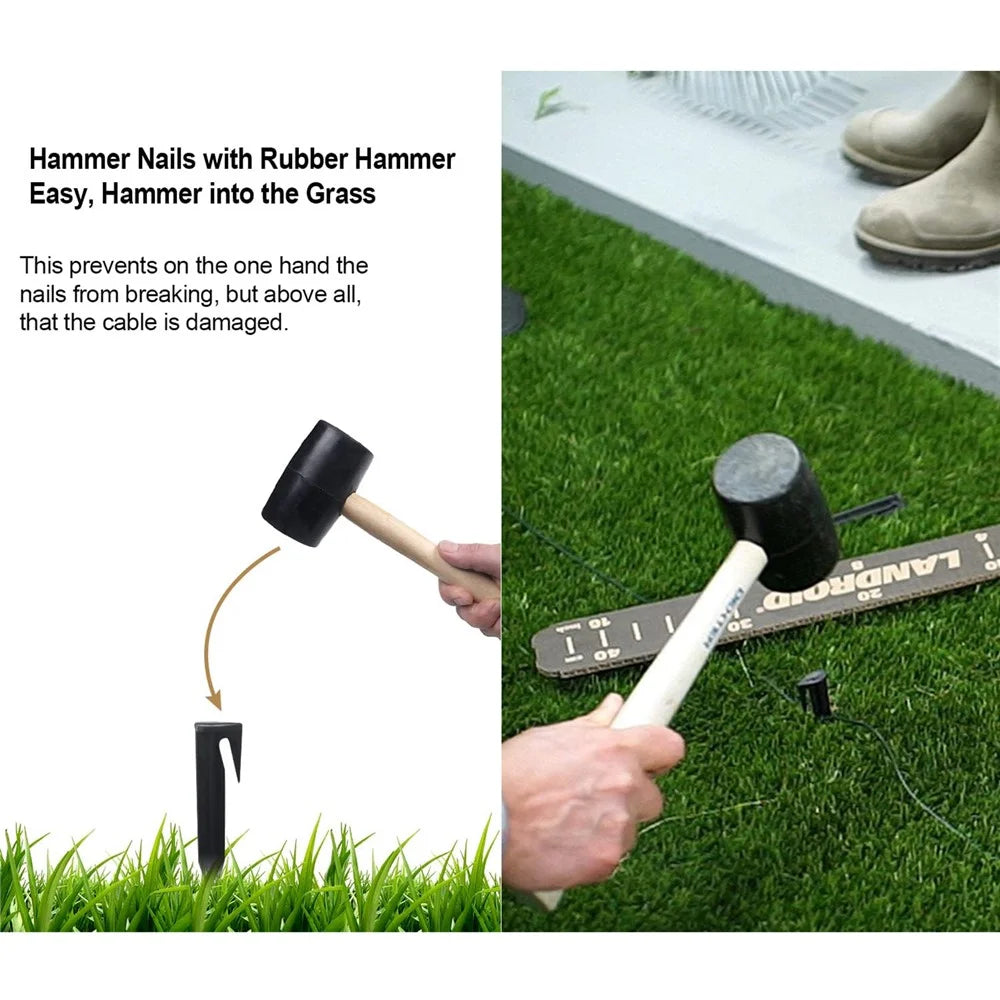 300Pcs 8.5cm Lawn Mower Ground Staples Edging Stakes Plastic Yard Garden Boundary Wire Anchor Pegs - 5