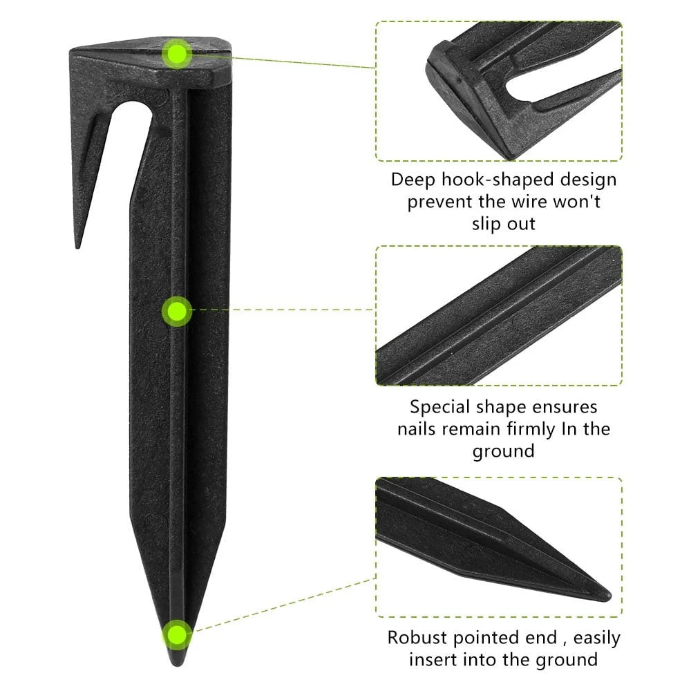 300Pcs 8.5cm Lawn Mower Ground Staples Edging Stakes Plastic Yard Garden Boundary Wire Anchor Pegs - 7