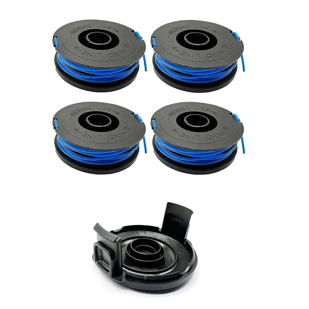 RSJA-01+RSJA-01-1 For Spear & Jackson GT600 / GT450 Lawn Mower 4 Replacement Spool + Spool Cap - 1