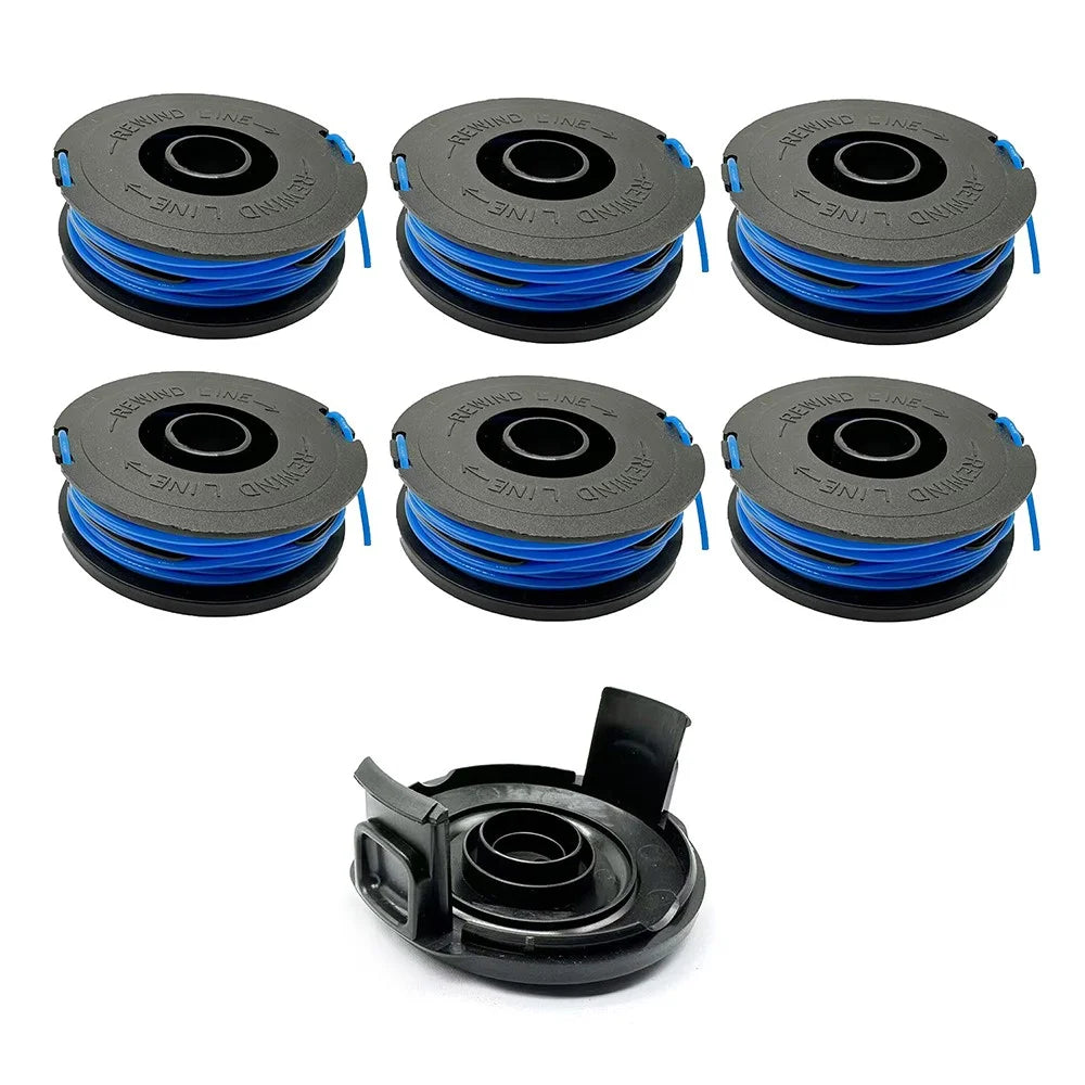 RSJA-01+RSJA-01-1 For Spear & Jackson GT600 / GT450 Lawn Mower 6 Replacement Spool + Spool Cap - 1