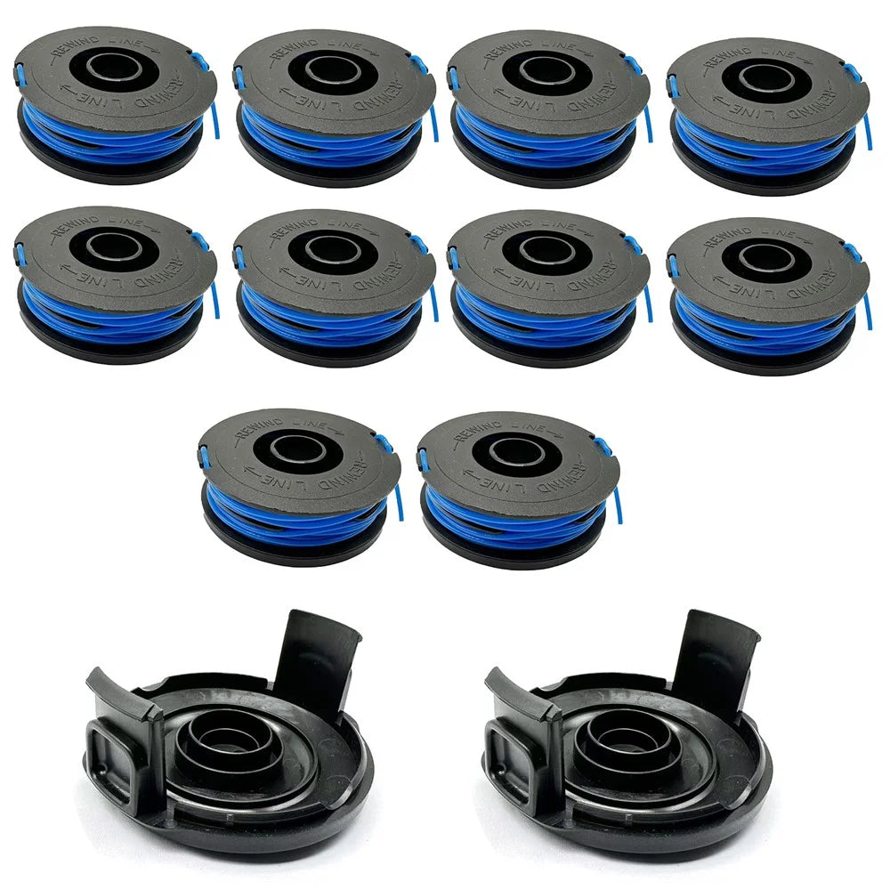 RSJA-01+RSJA-01-1 For Spear & Jackson GT600 / GT450 Lawn Mower 10 Replacement Spool + 2 Spool Cap - 1