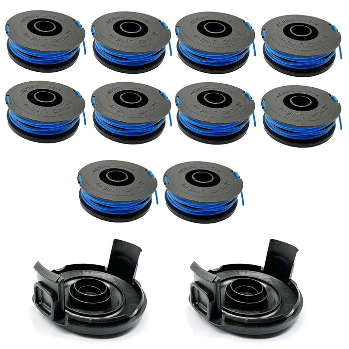 RSJA-01+RSJA-01-1 For Spear & Jackson GT600 / GT450 Lawn Mower 10 Replacement Spool + 2 Spool Cap - 1