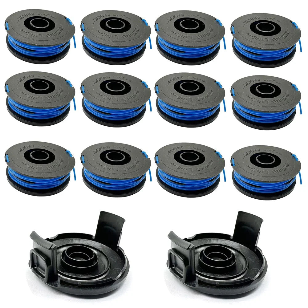 RSJA-01+RSJA-01-1 For Spear & Jackson GT600 / GT450 Lawn Mower 12 Replacement Spool + 2 Spool Cap - 1