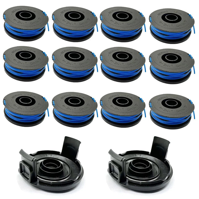 RSJA-01+RSJA-01-1 For Spear & Jackson GT600 / GT450 Lawn Mower 12 Replacement Spool + 2 Spool Cap - 1
