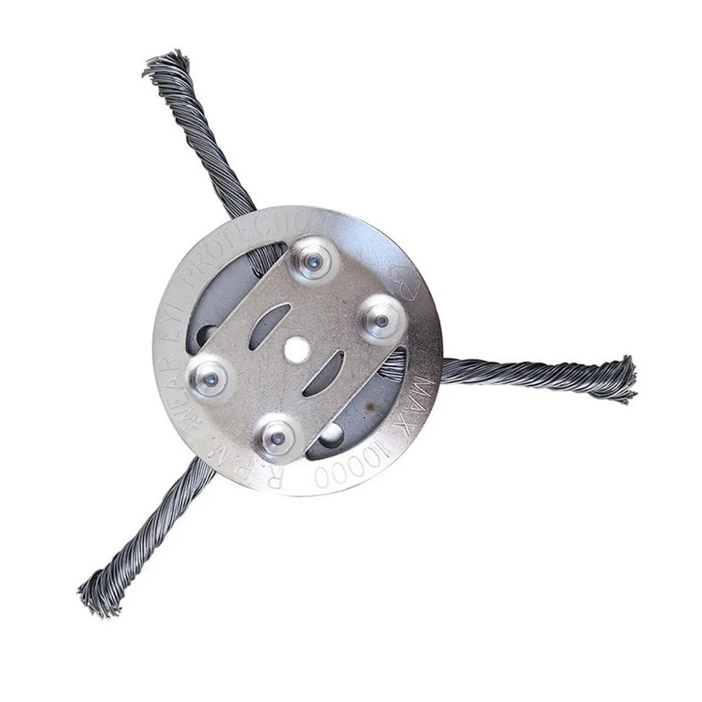 Steel Wire Grass Trimmer Head 3 Blades Weed Cutter Wheel Mower Attachment - 1