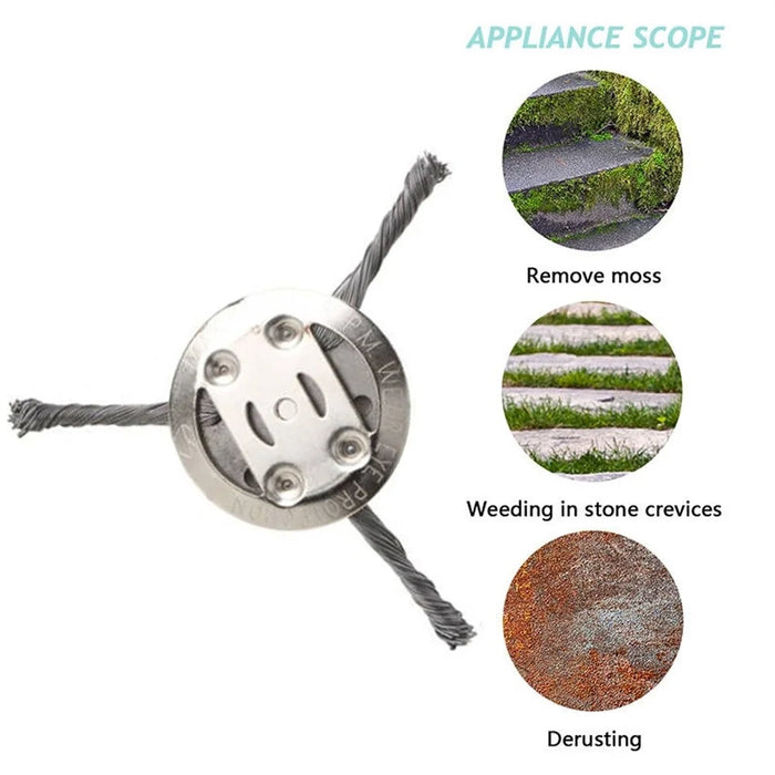 Steel Wire Grass Trimmer Head 3 Blades Weed Cutter Wheel Mower Attachment - 2
