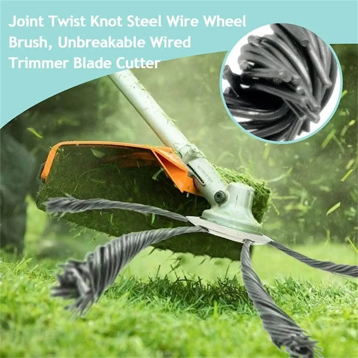 Steel Wire Grass Trimmer Head 3 Blades Weed Cutter Wheel Mower Attachment - 5