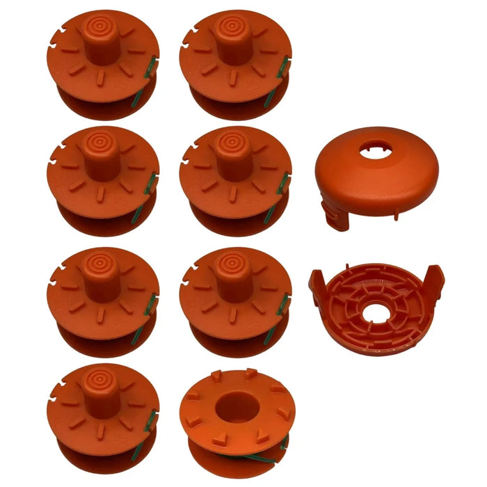 For Gardena Turbotrimmer Smallcut Lawn Trimmer 8 Nylon Rope Spool + 2 Spool Cap Set, 05367-20 / 05329-20 - 1