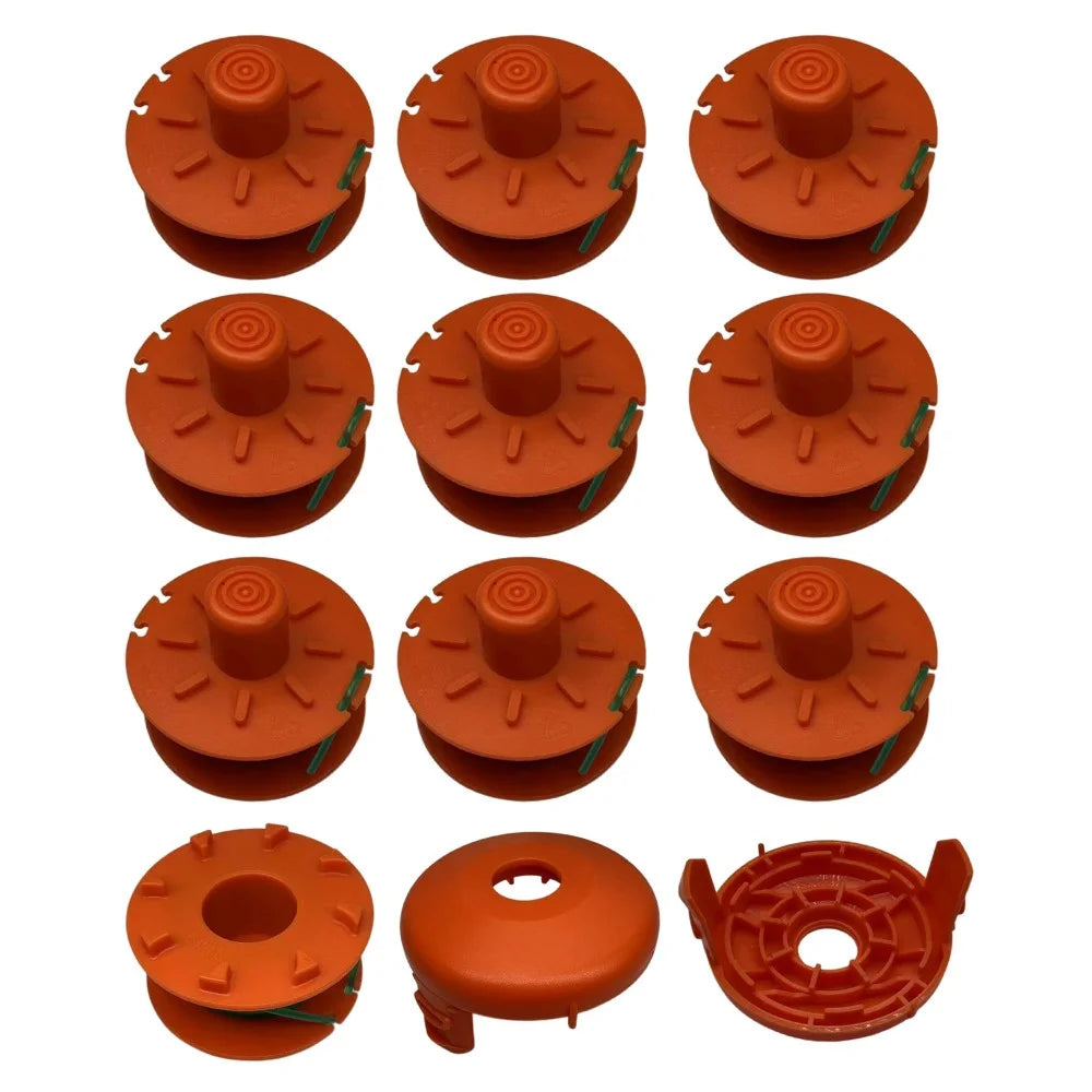 For Gardena Turbotrimmer Smallcut Lawn Trimmer 10 Nylon Rope Spool + 2 Spool Cap Set, 05367-20 / 05329-20 - 1