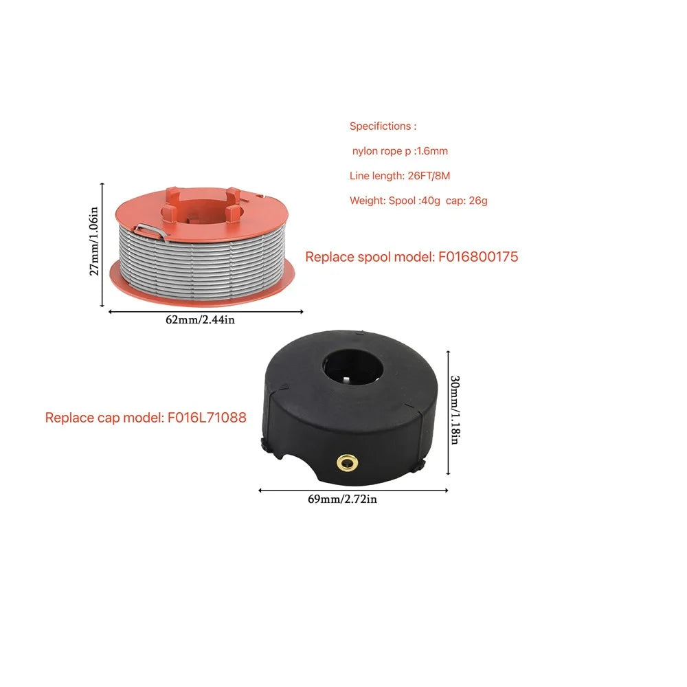 For Bosch ART 23 COMBITRIM / ART 26 COMBITRIM Lawn Mower 2 Spool Thread Reel + 1 Spool Cap, F016800175 / F016L71088 - 2