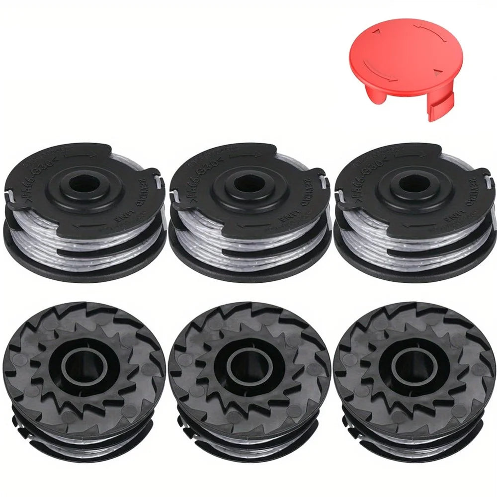 1 Set For Bosch 6PCS Lawn Mower Trimmer Spools 9 + 1 Protection Cap 1600A00X61, 1600A00DU0, F016L724381 - 1