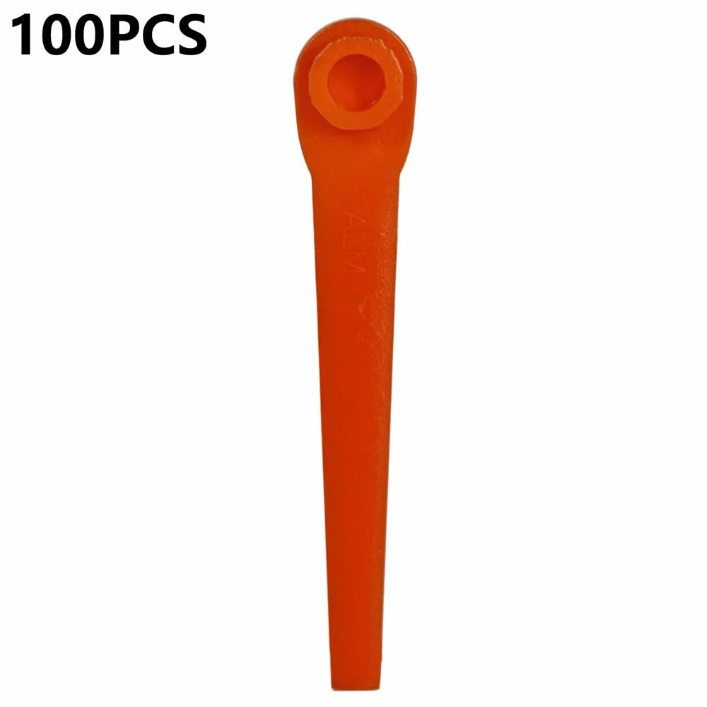L70 100Pcs Plastic Blades for Gardena 9823 / 9825 / 9820 / 9821 / 9828 Lawn Trimmer Spare Parts - Orange - 1