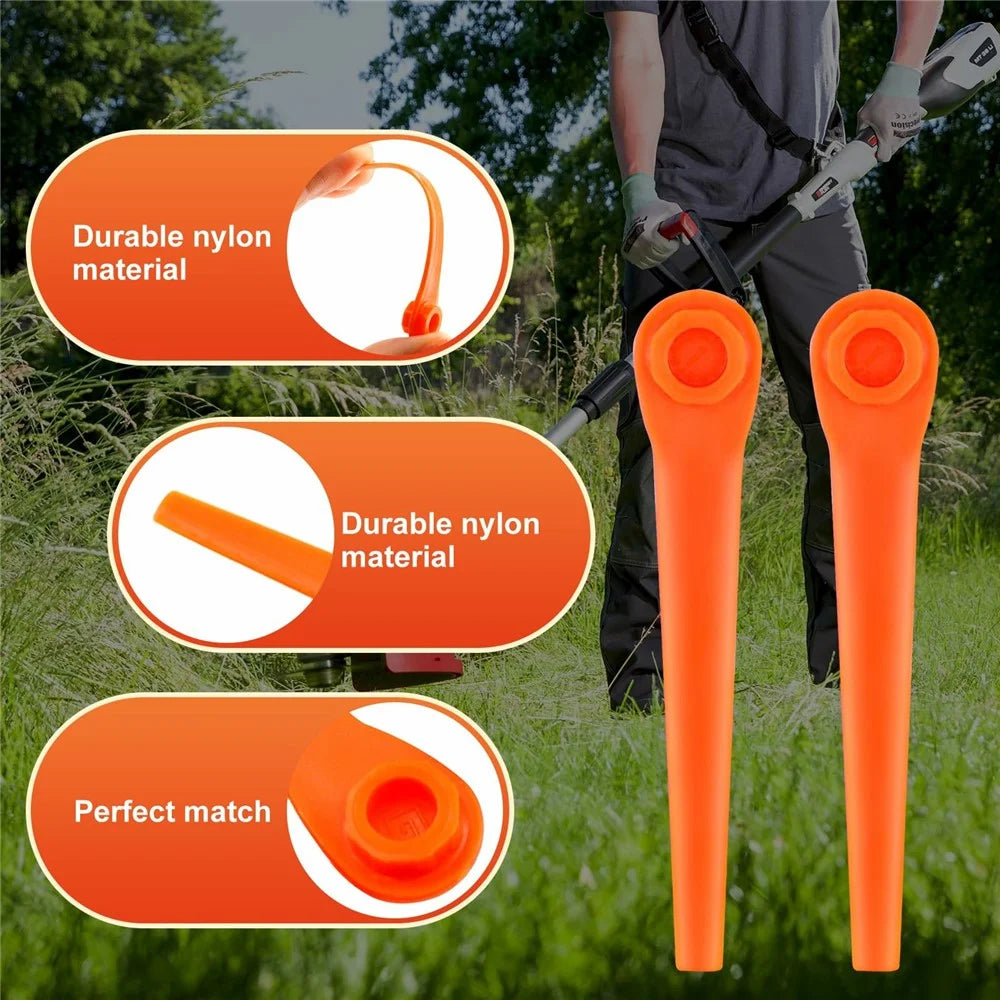 L70 100Pcs Plastic Blades for Gardena 9823 / 9825 / 9820 / 9821 / 9828 Lawn Trimmer Spare Parts - Orange - 5
