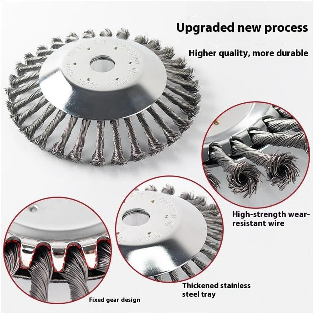 8 Inch Garden Weed Brush Cutter Head Carbon Steel Wire Wheel Disc Universal Grass Trimmer Tool - 3