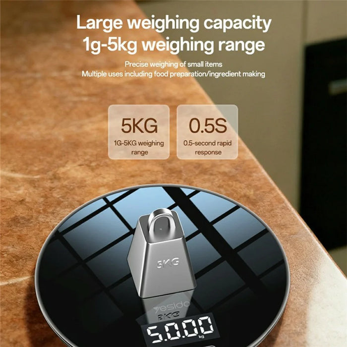 YESIDO MG43 Kitchen Digital Scale Precision Weighing LCD Display Digital Scale Support 1-5000g Capacity - 4