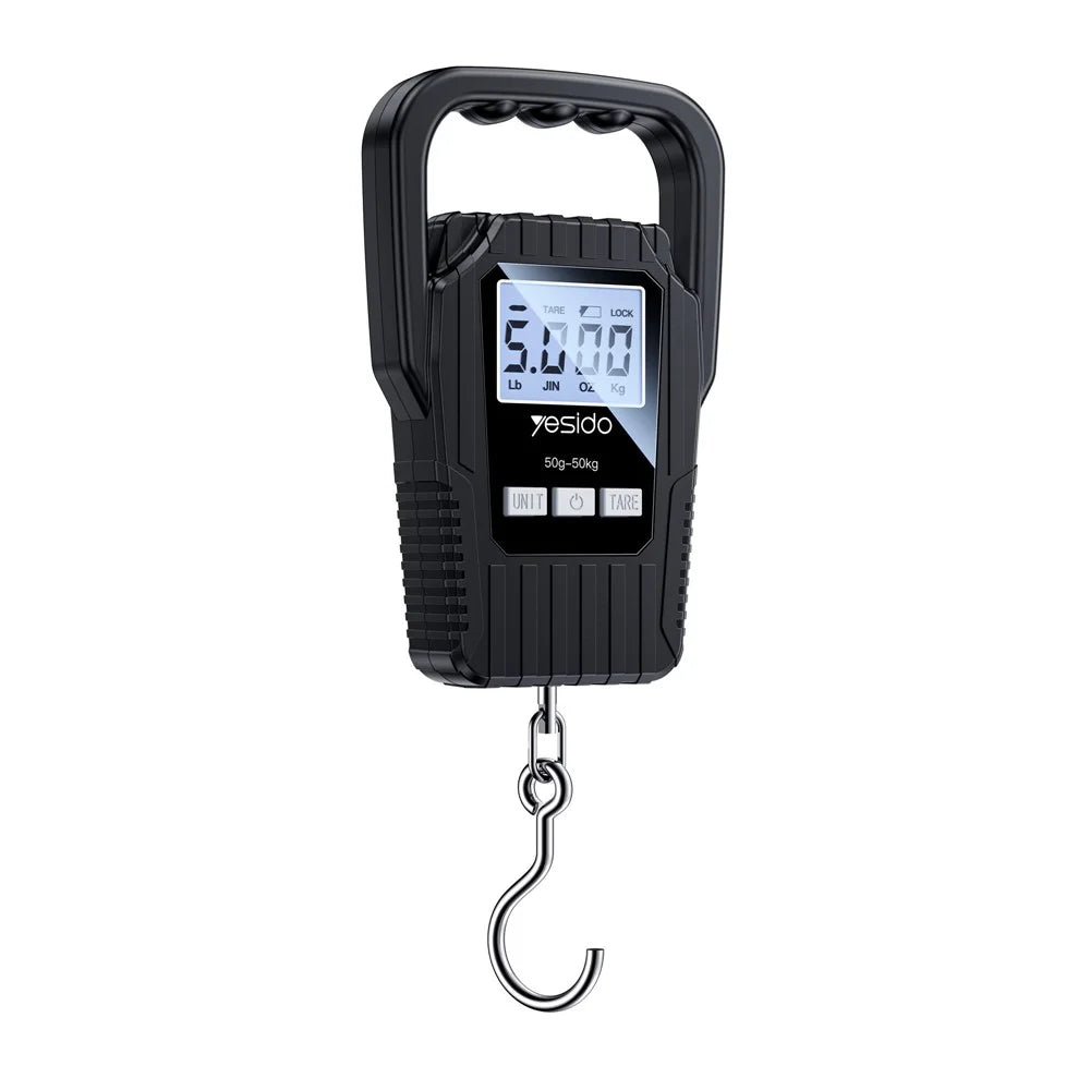 YESIDO MG44 Digital Hanging Scale 50kg LCD Backlight Portable Luggage Scale for Travel Kitchen - Black - 1