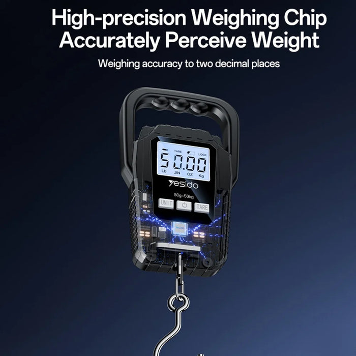 YESIDO MG44 Digital Hanging Scale 50kg LCD Backlight Portable Luggage Scale for Travel Kitchen - Black - 5