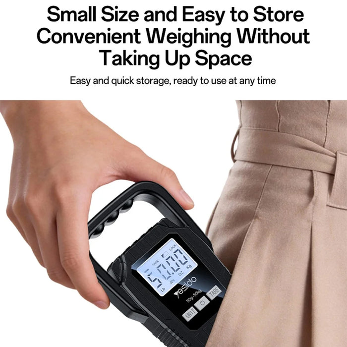 YESIDO MG44 Digital Hanging Scale 50kg LCD Backlight Portable Luggage Scale for Travel Kitchen - Black - 7