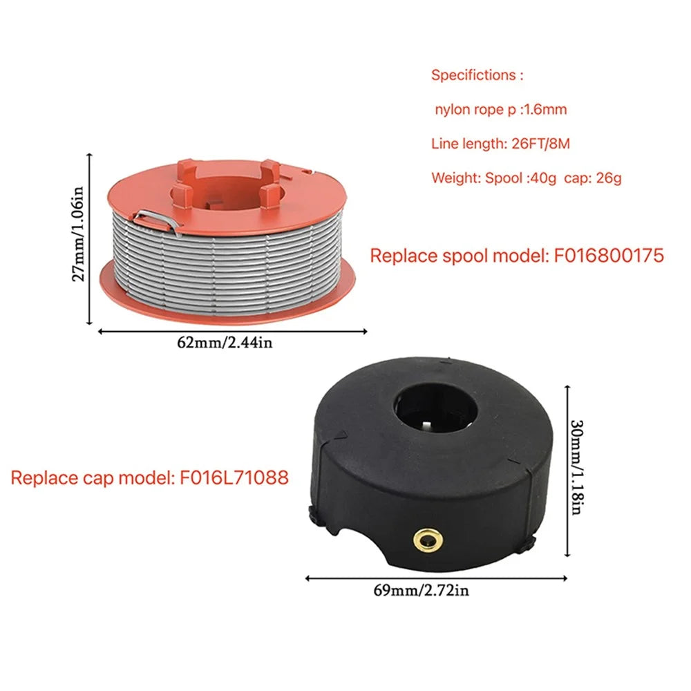 For Bosch ART 23 Combitrim / ART 26 Combitrim / ART 30 Combitrim Lawn Mower Spool Line + Spool Cap, F016800175 / F016L71088 - 2