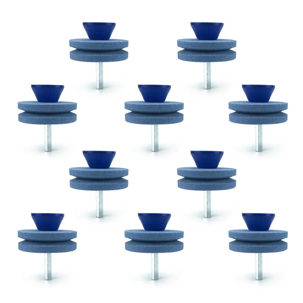 10Pcs Lawn Mower Blade Sharpener Double-Layer Universal Rotary Garden Tool - Blue - 1