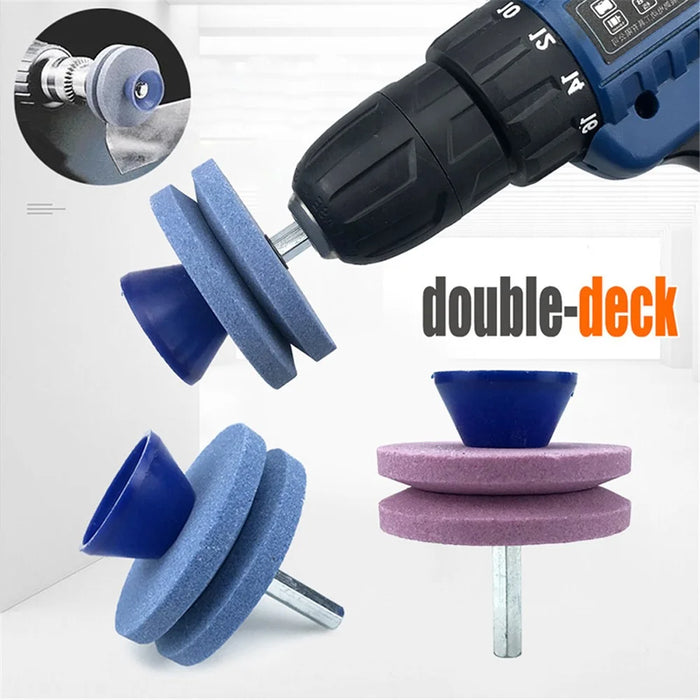 10Pcs Lawn Mower Blade Sharpener Double-Layer Universal Rotary Garden Tool - Blue - 3