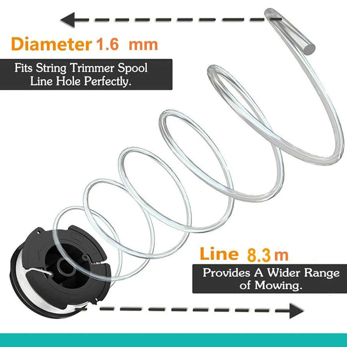 For Makita Akkusense DUR181Z / DUR181RF / DUR181 Lawn Mower 1 Spool Thread Reel+1 Spool Cap+1 Spring - 5