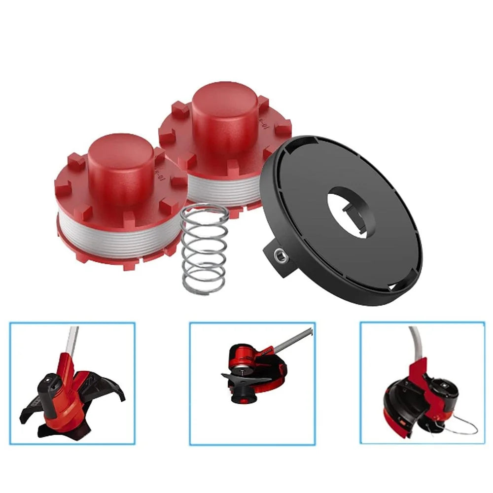 2 Spool+1 Cap+1 Coil Spring for Einhell Lawn Mower Replacement Parts Set - 5