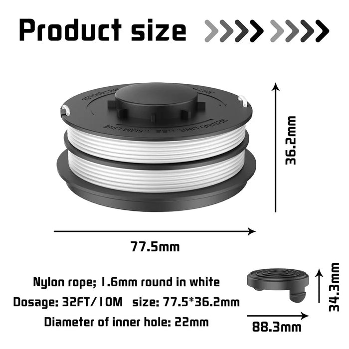 For Einhell RTV 400 / RTV 550 / RTV 550 / 1 Lawn Mower Replacement 3 Spool + 1 Cap, 3405685 / TLE-02-1 - 2