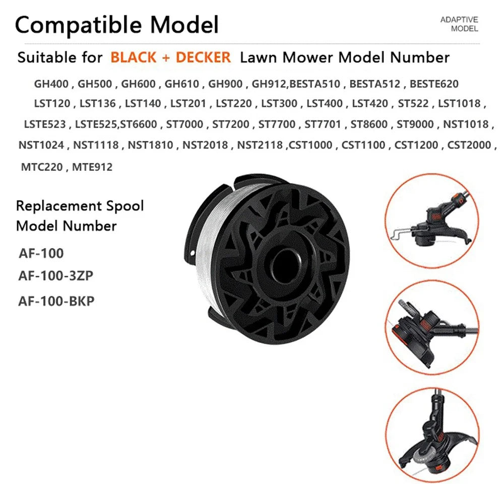 2Pcs AF-100-3ZP for Black & Decker NST1018 / ST7000 Lawn Mower Replacement Spools Parts - 3