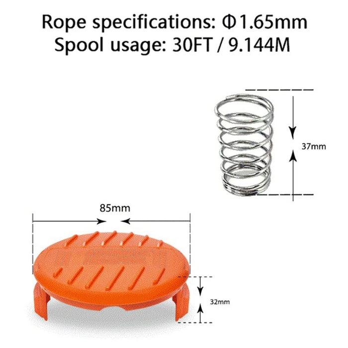 RC-100-P For Black & Decker NST1018  /  NST1118 8 Spool Cap + 8 Spring Lawn Mower Parts - 7