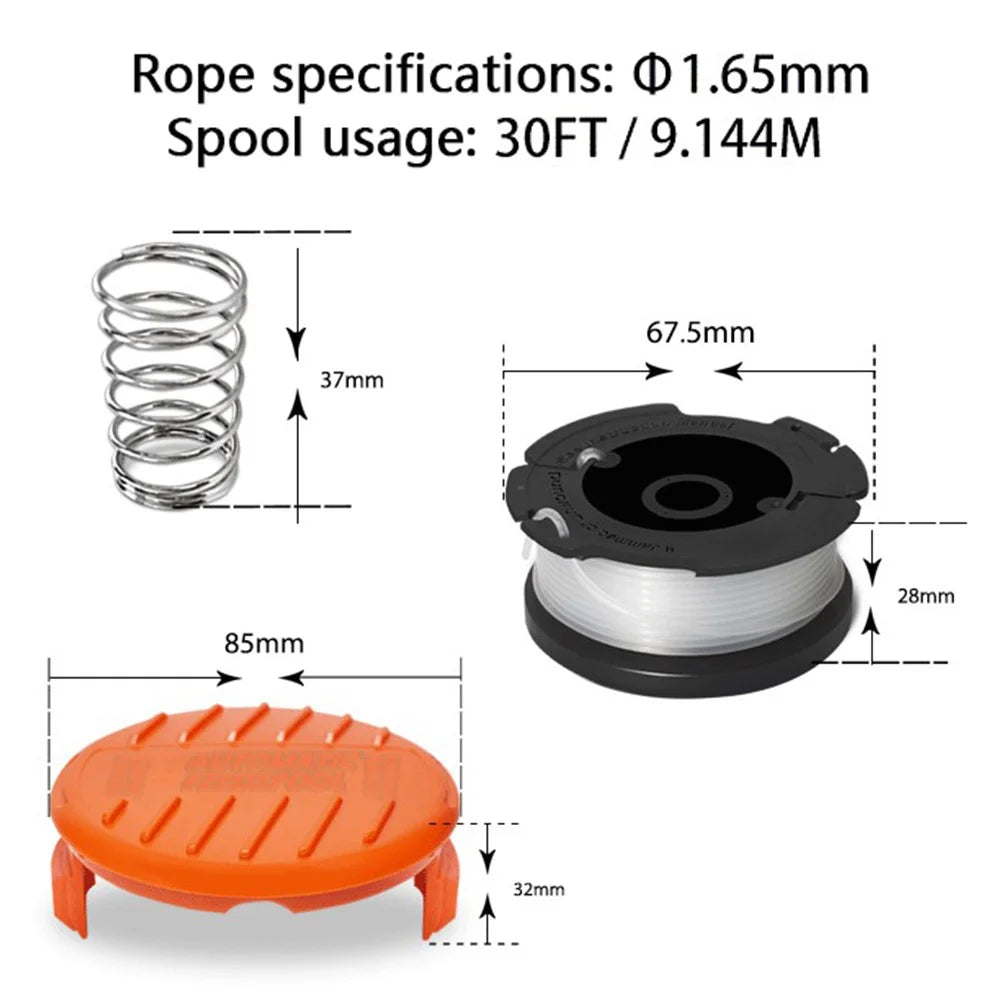 AF-100-3ZP+RC-100-P For Black & Decker LSTE525 / NST2118 4 Spool + 1 Cap + 1 Spring Lawn Mower Part - 7