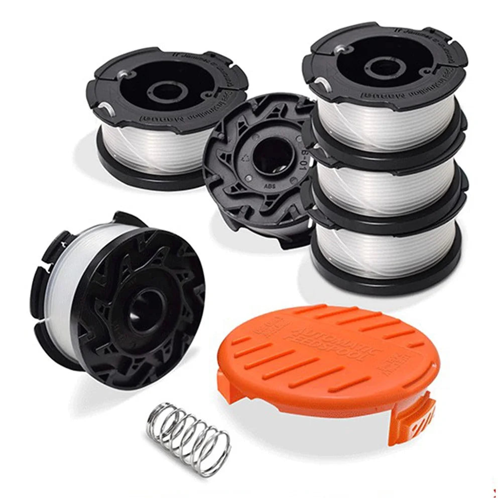 For Black & Decker GH400  /  GH500  /  GH600 6 Lawn Mower Spool + Cap + Spring, AF-100-3ZP+RC-100-P - 1