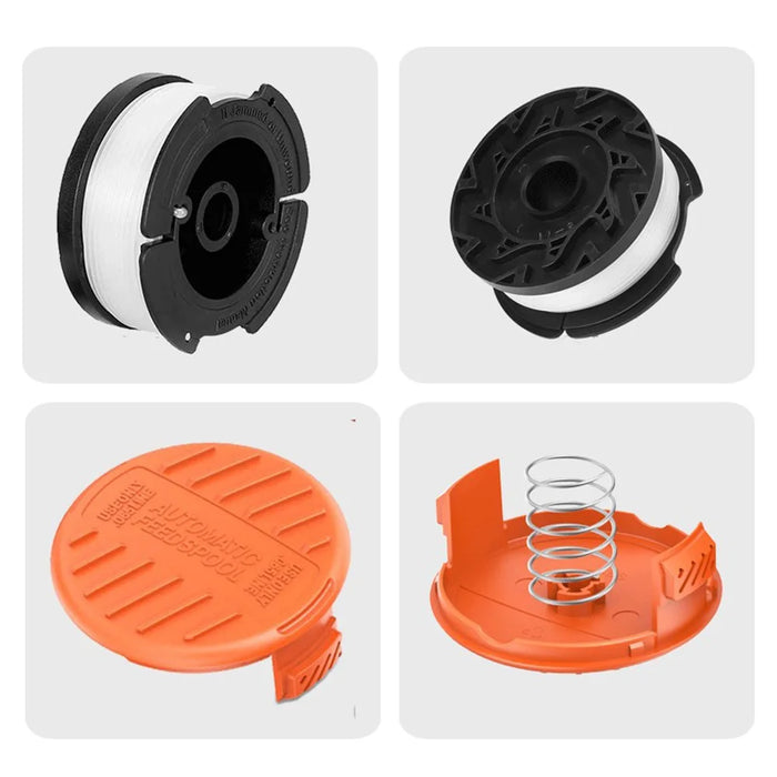 For Black & Decker GH400  /  GH500  /  GH600 8 Spool + 2 Cap + 2 Spring Lawn Mower Part, AF-100-3ZP+RC-100-P - 4