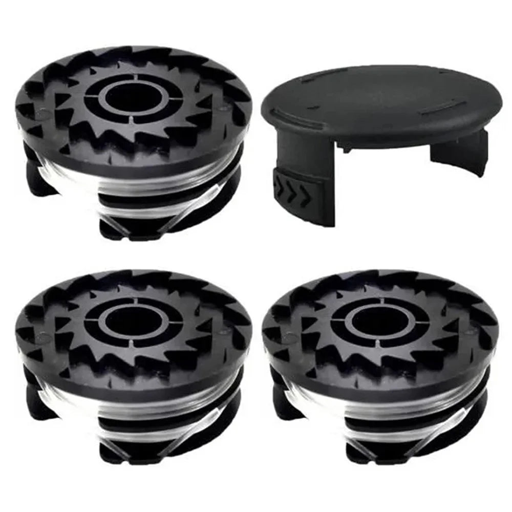 TLP-01+TLP-01-1 For Parkside PRTA 20-Li A1-IAN 311046 Lawn Mower Replacement 3 Spool + Spool Cap - 1