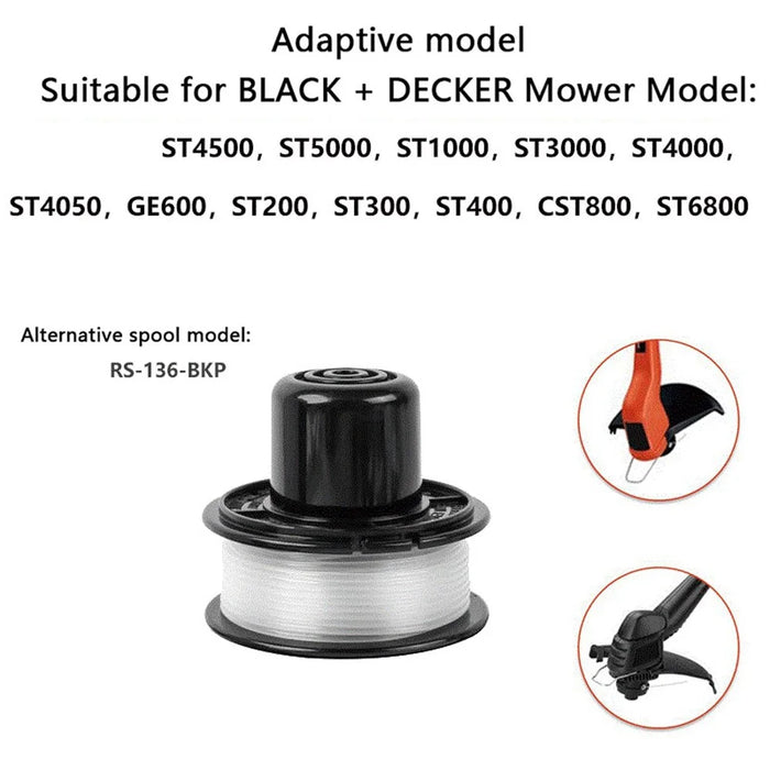 10Pcs For Black & Decker ST1000 / ST3000 / ST4000 / ST4500 Lawn Mower Nylon Rope Spools, RS-136-BKP - 3
