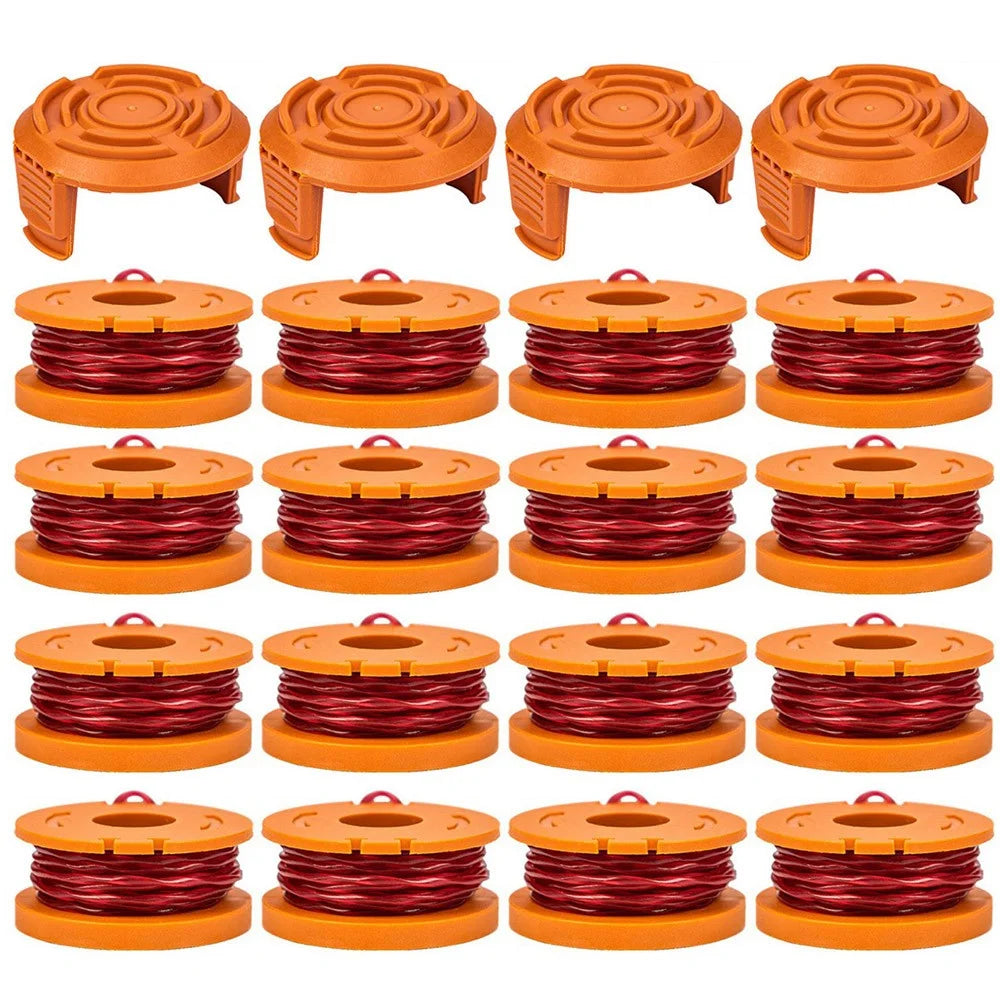 For Worx WG150 / WG151 / WG163 / G165 16 Spool + 4 Cap Lawn Mower Parts Set, WA0010+WA6531 - 1