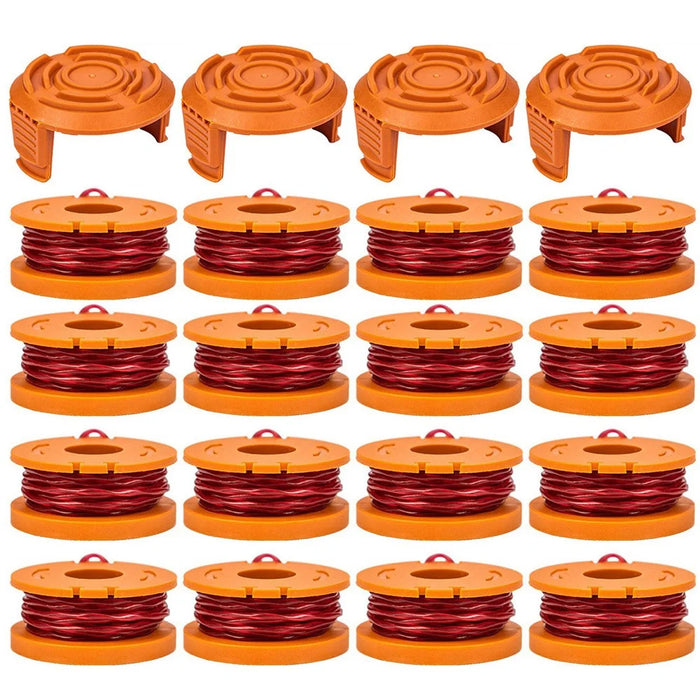 For Worx WG150 / WG151 / WG163 / G165 16 Spool + 4 Cap Lawn Mower Parts Set, WA0010+WA6531 - 1