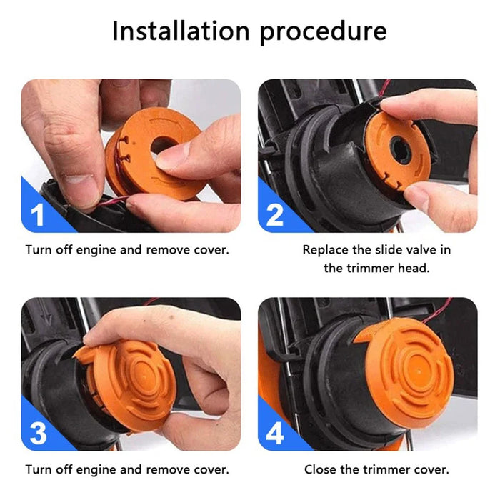 For Worx WG150 / WG151 / WG163 / G165 16 Spool + 4 Cap Lawn Mower Parts Set, WA0010+WA6531 - 6
