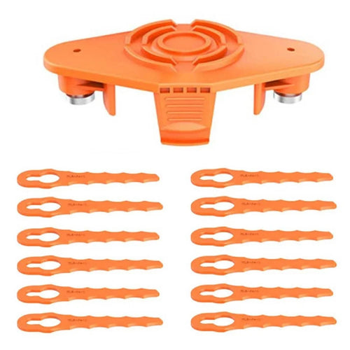 For Worx WG150 / WG151 / WG163 / G165 Lawn Mower Cutter Head + 12 Plastic Blades, TLW-01-2 - 1