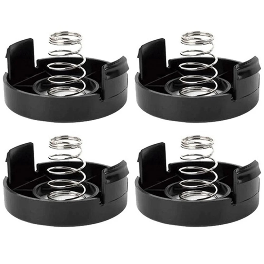 4 Spool Caps + 4 Springs for Black & Decker ST1000 / ST3000 / ST4000 / ST4500 Lawn Mower, 682378-02 - 1