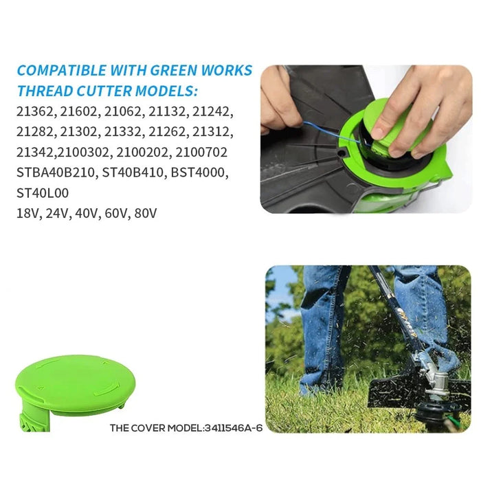 4Pcs 3411546A-6 For Greenworks 21362 / 21132 / 21242 Lawn Mower ABS Spool Cap - 3
